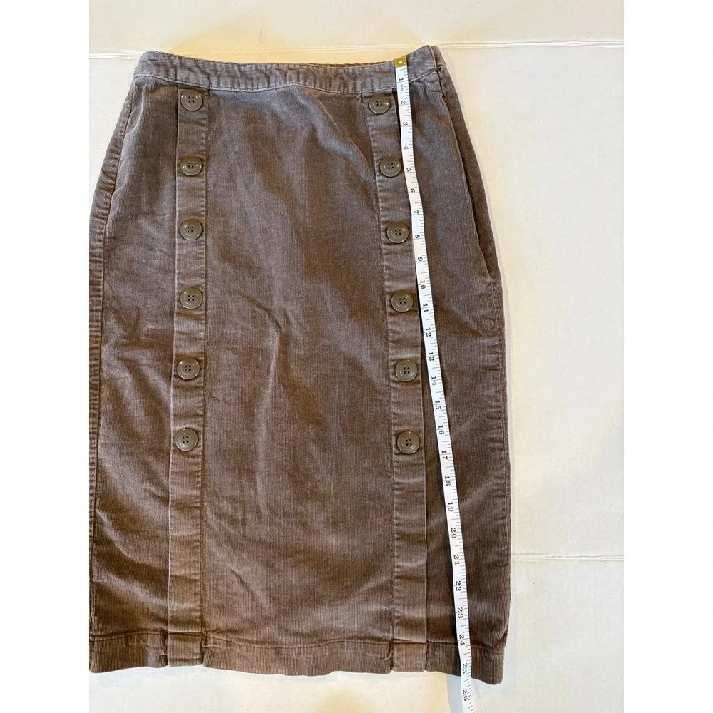 Anthropologie Moth Brown Corduroy Pencil Skirt‎ Womens Medium Button Front Midi